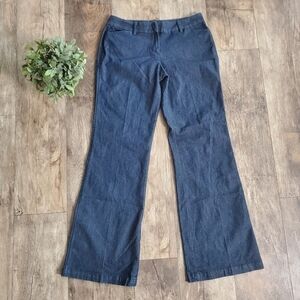 Larry Levine Blue Denim Wide Leg Flare Dress Pants Size 4